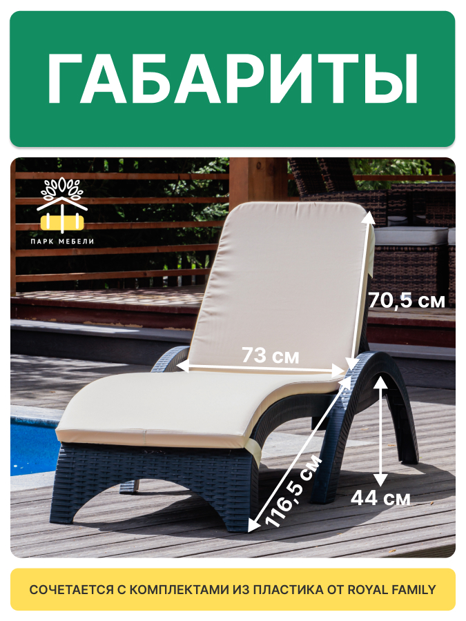 Пластиковый шезлонг Royal Family MARK антрацит (с матрасом) 6